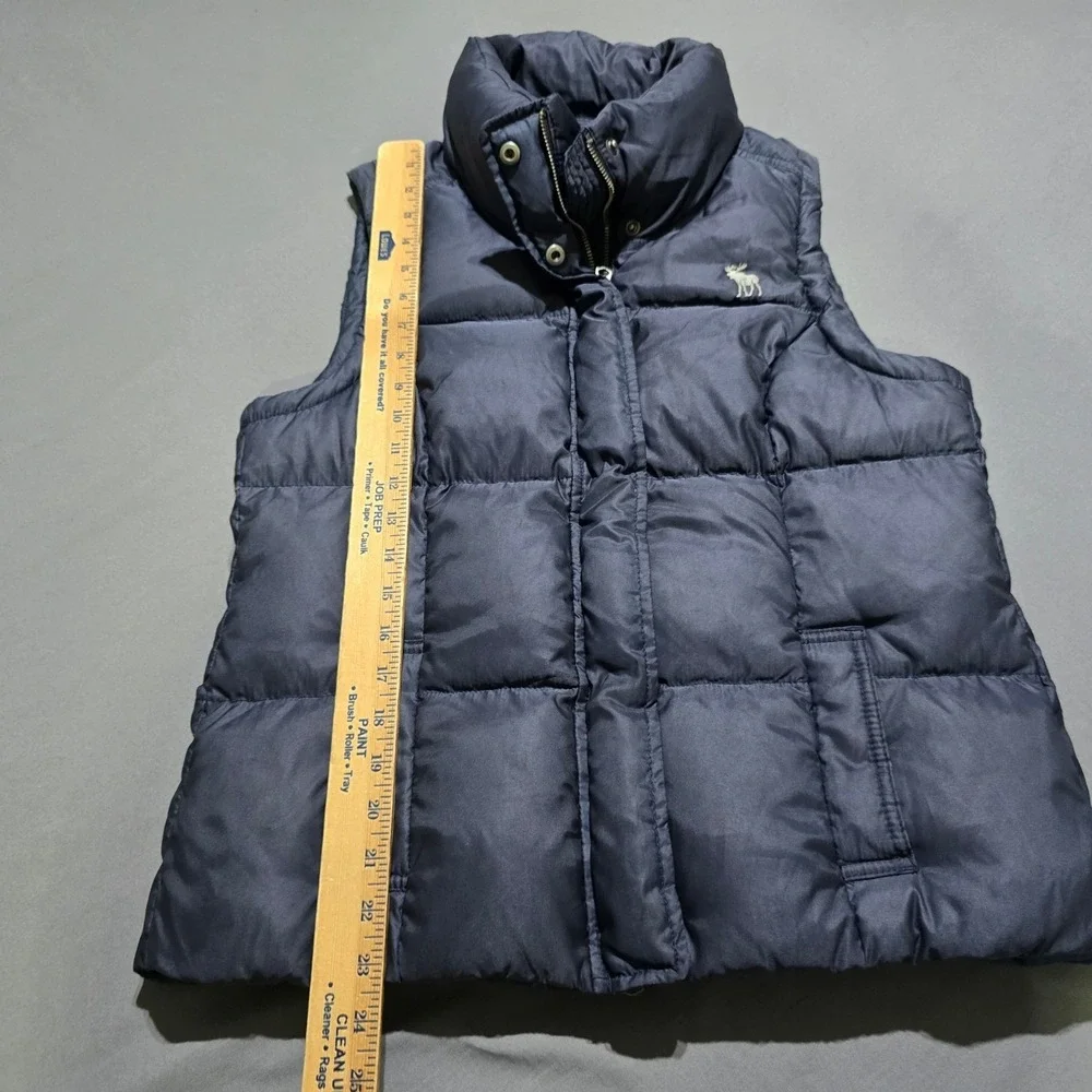 Abercrombie & Fitch Puffer Vest Mens Large Navy Blue Quilted Down Feather Fill
